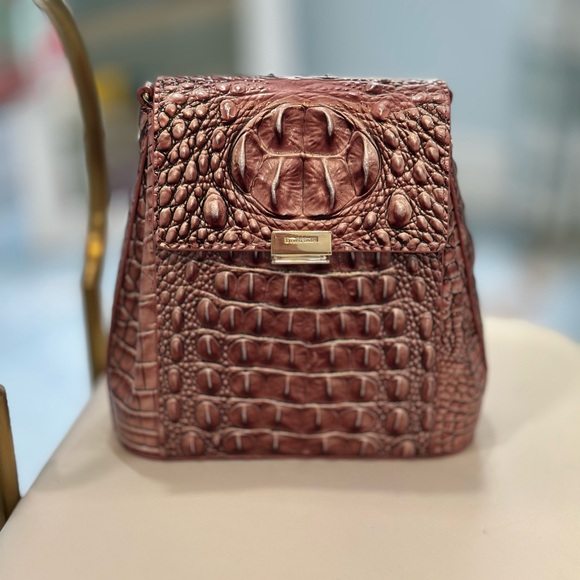 Brahmin Pink Crossbody Bag with Crocodile Embossing - Picture 2 of 4
